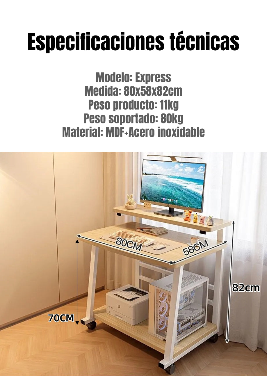 Escritorio Móvil Compacto Con Repisa 80x58x82cm Express
