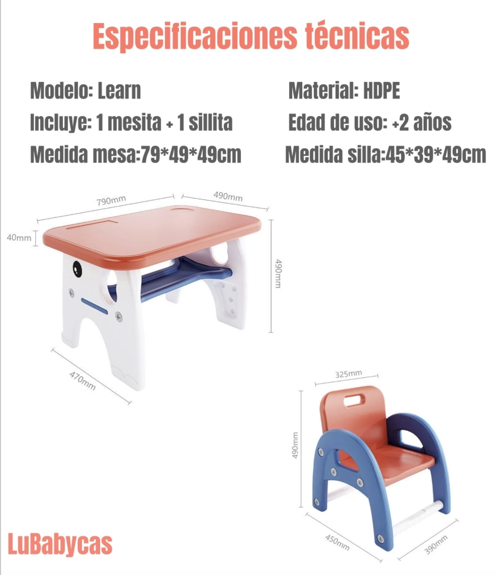 Mesa Con Silla Montessori Para Niños 4 En 1 By LuBabycas