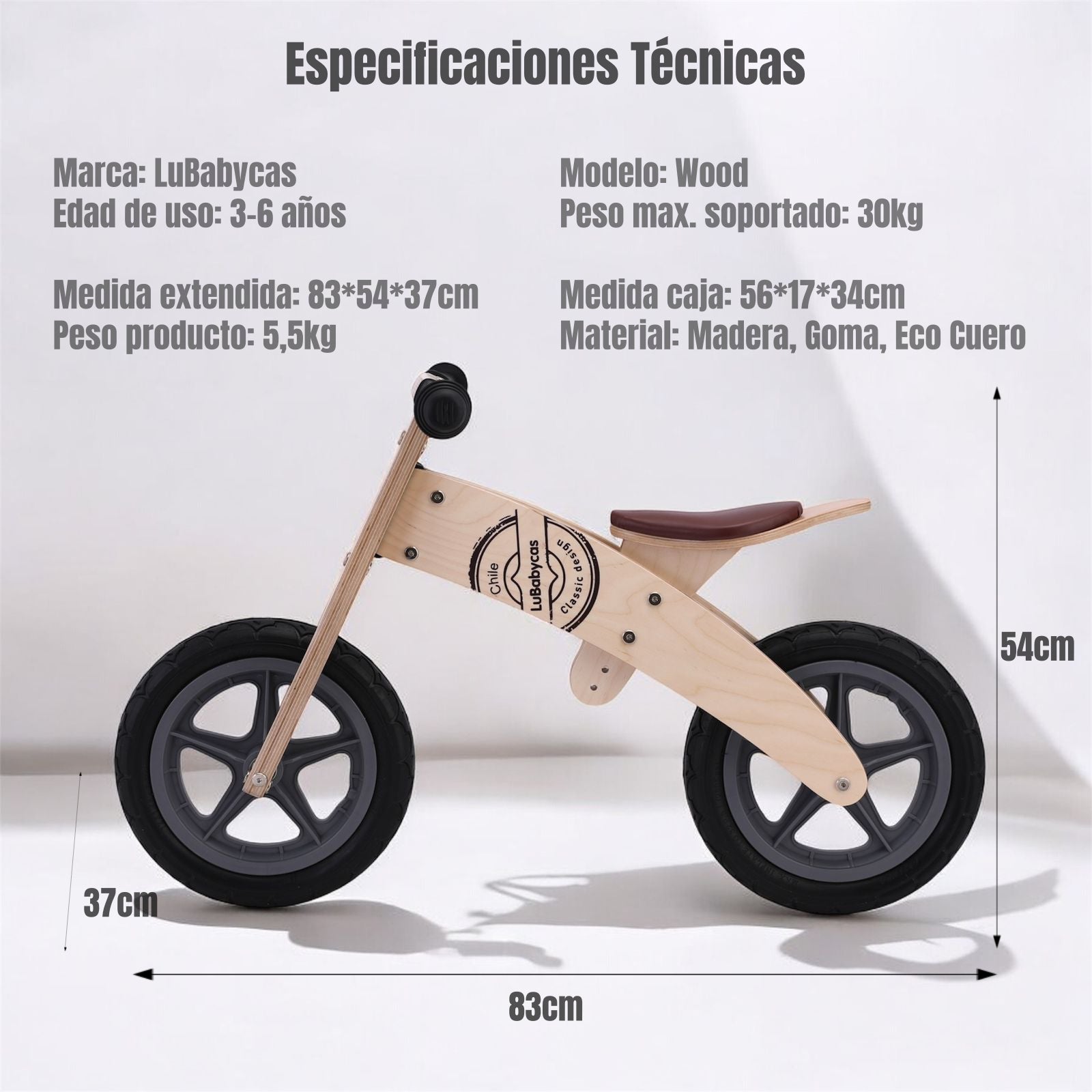 Bicicleta de Equilibrio Madera Wood LuBabycas