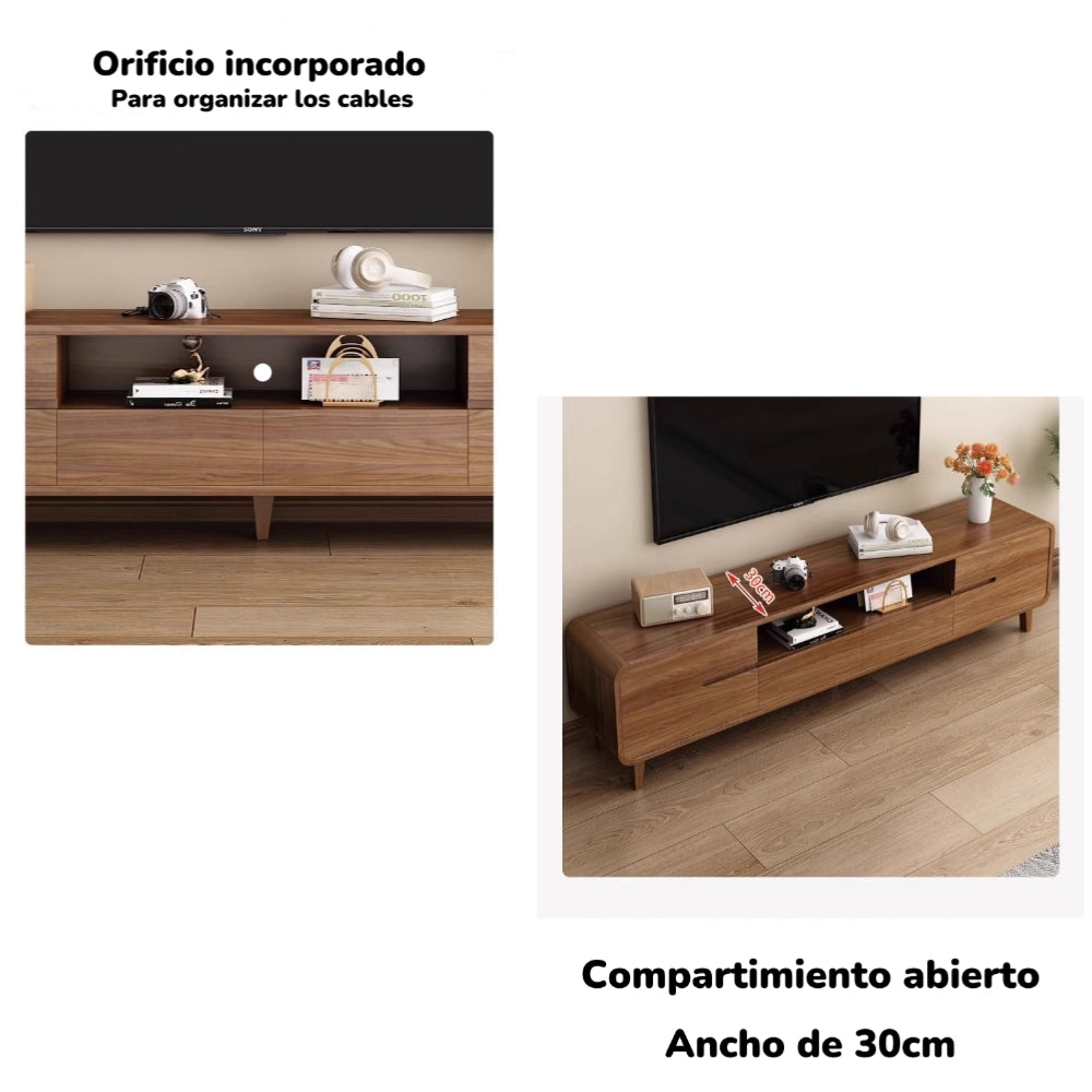 Mueble De TV Rack Madera 200cm Santiago By LuBabycas