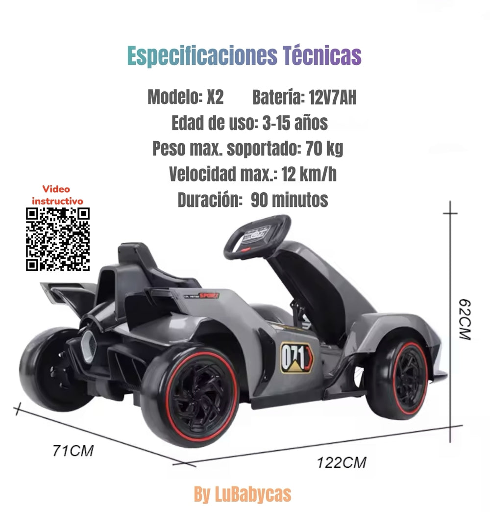 Go Kart Auto Eléctrico 12V7AH Con Control Rojo LuBabycas