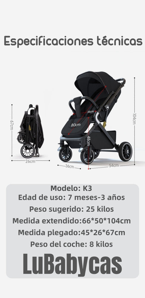 Coche De Paseo Reversible Con Accesorios K3 LuBabycas