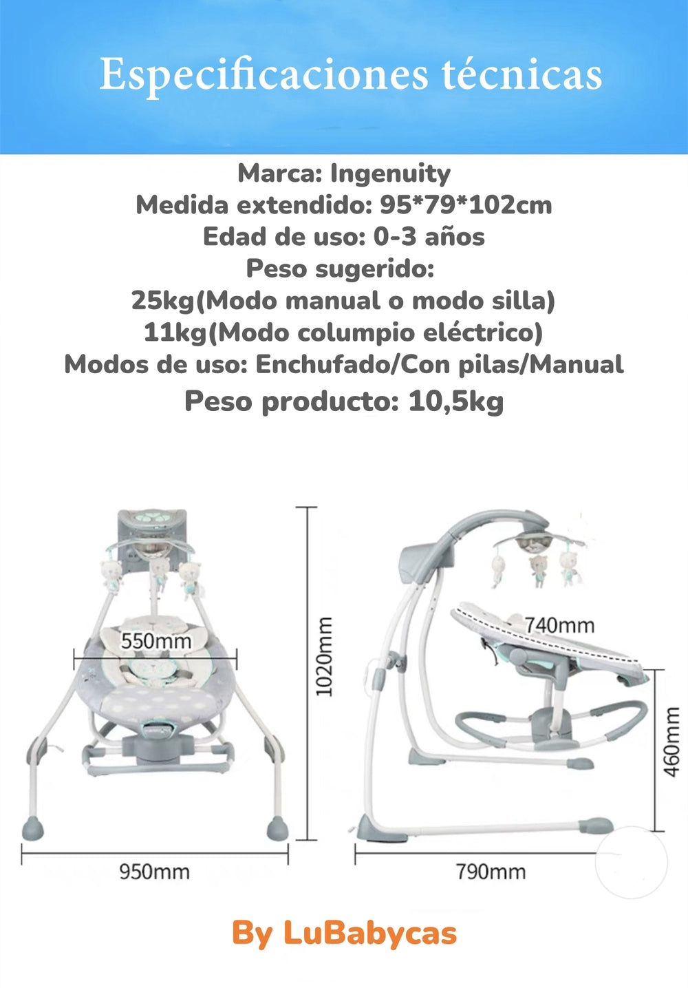 Columpio Mecedora Multifuncional Órbita Ingenuity LuBabycas