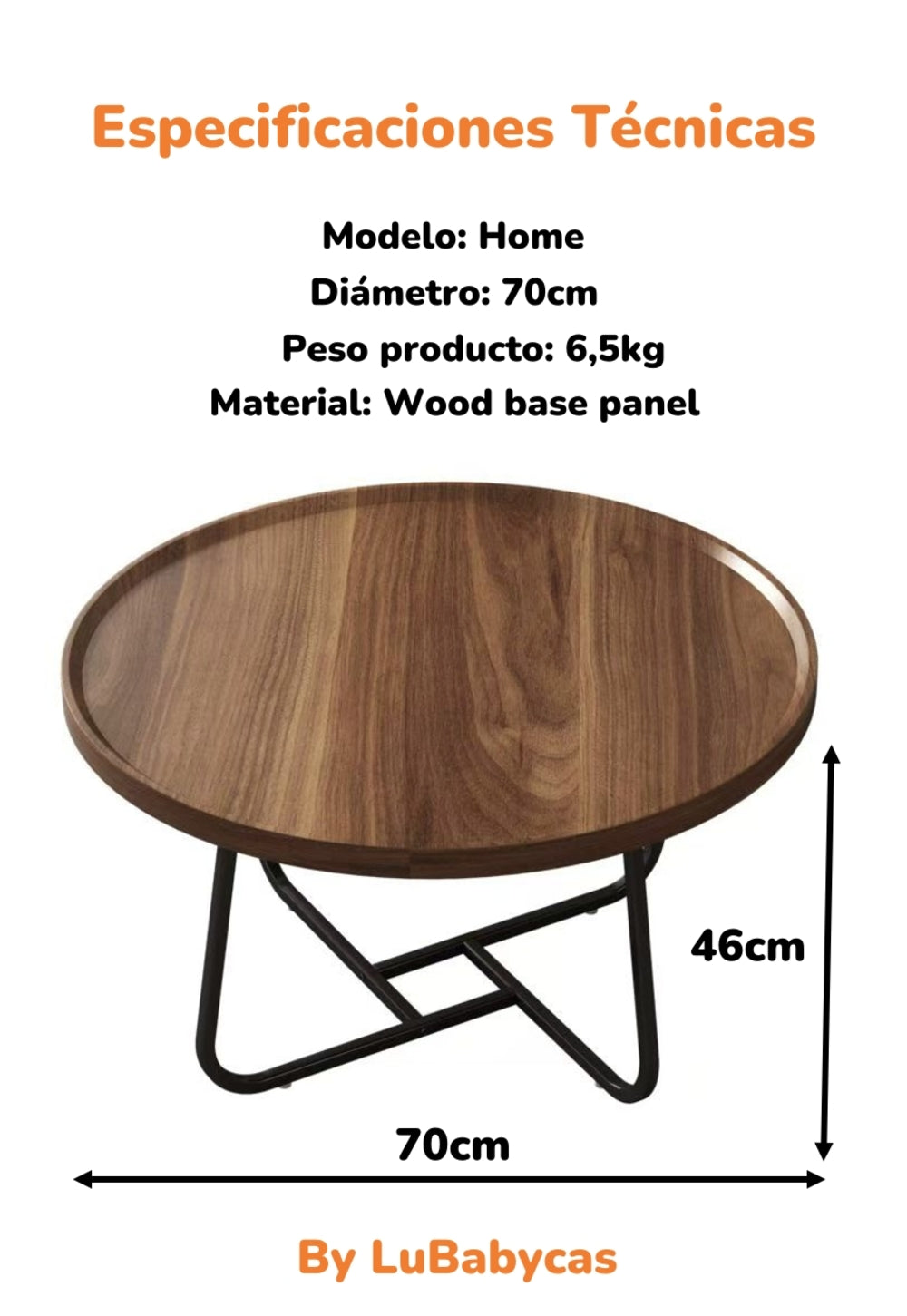 Mesa De Centro Redonda 70cm By LuBabycas