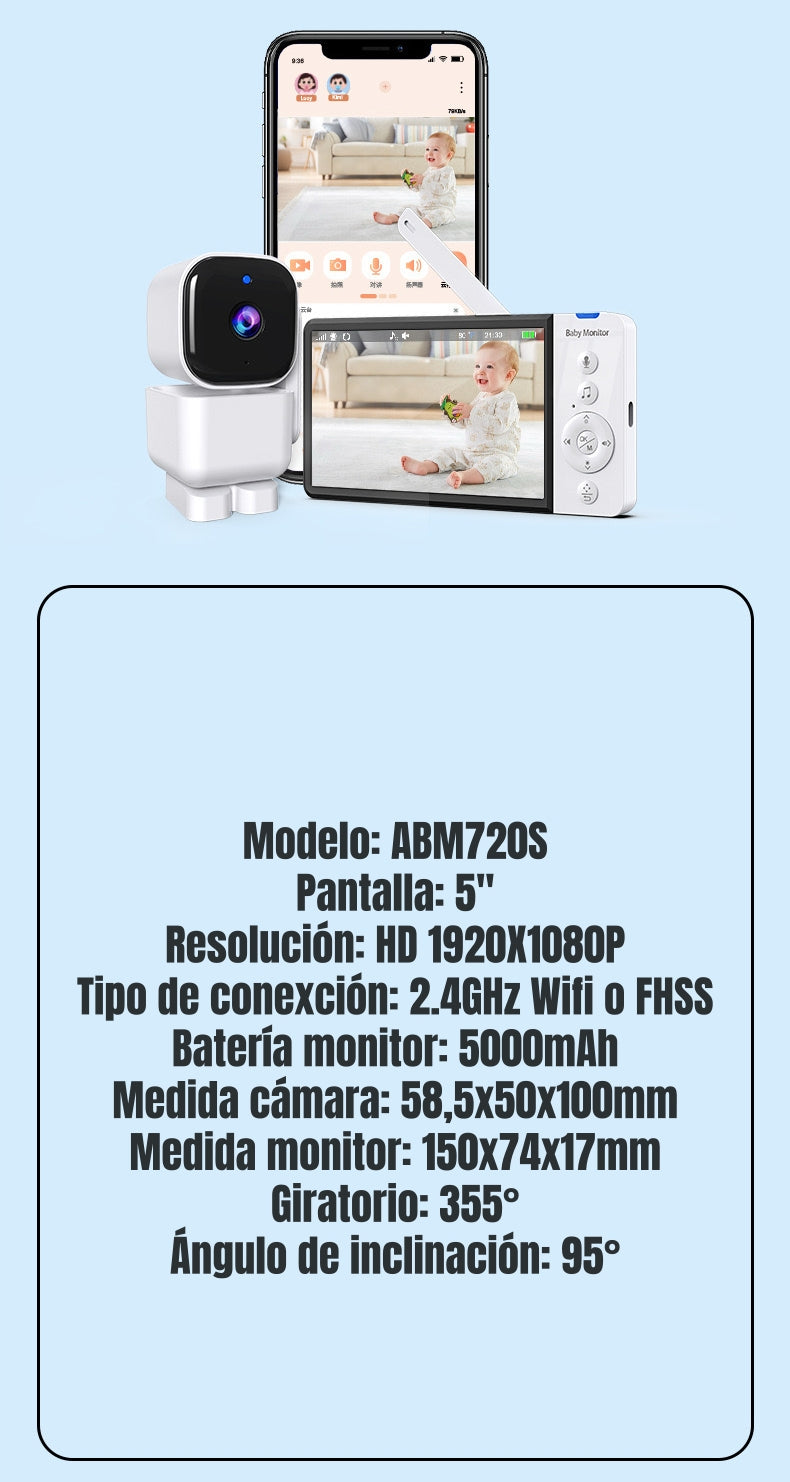 Cámara Monitor Con APP 5″ 1920x1080P ABM720S
