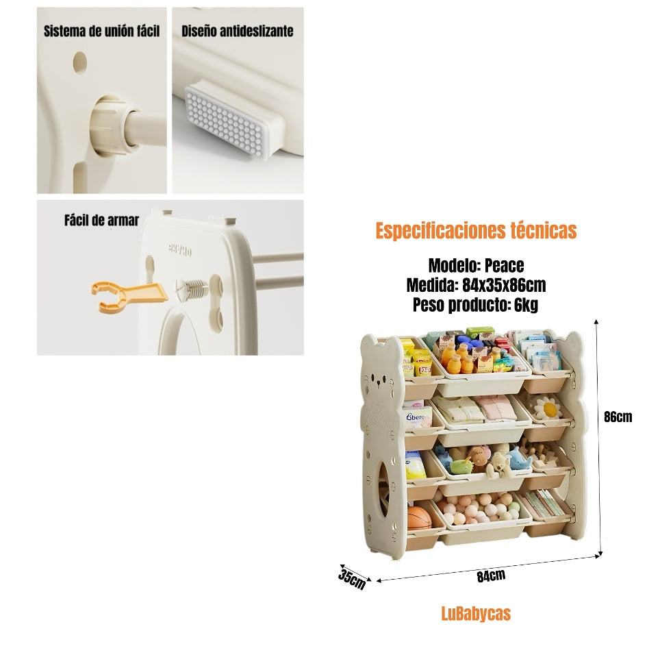 Estante Infantil Organizador De Juguetes Peace LuBabycas