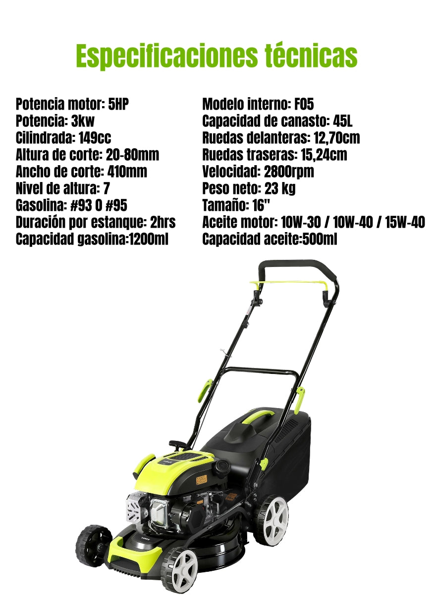 Cortadora De Pasto A Gasolina 16" 5HP 41cm 149cc F05