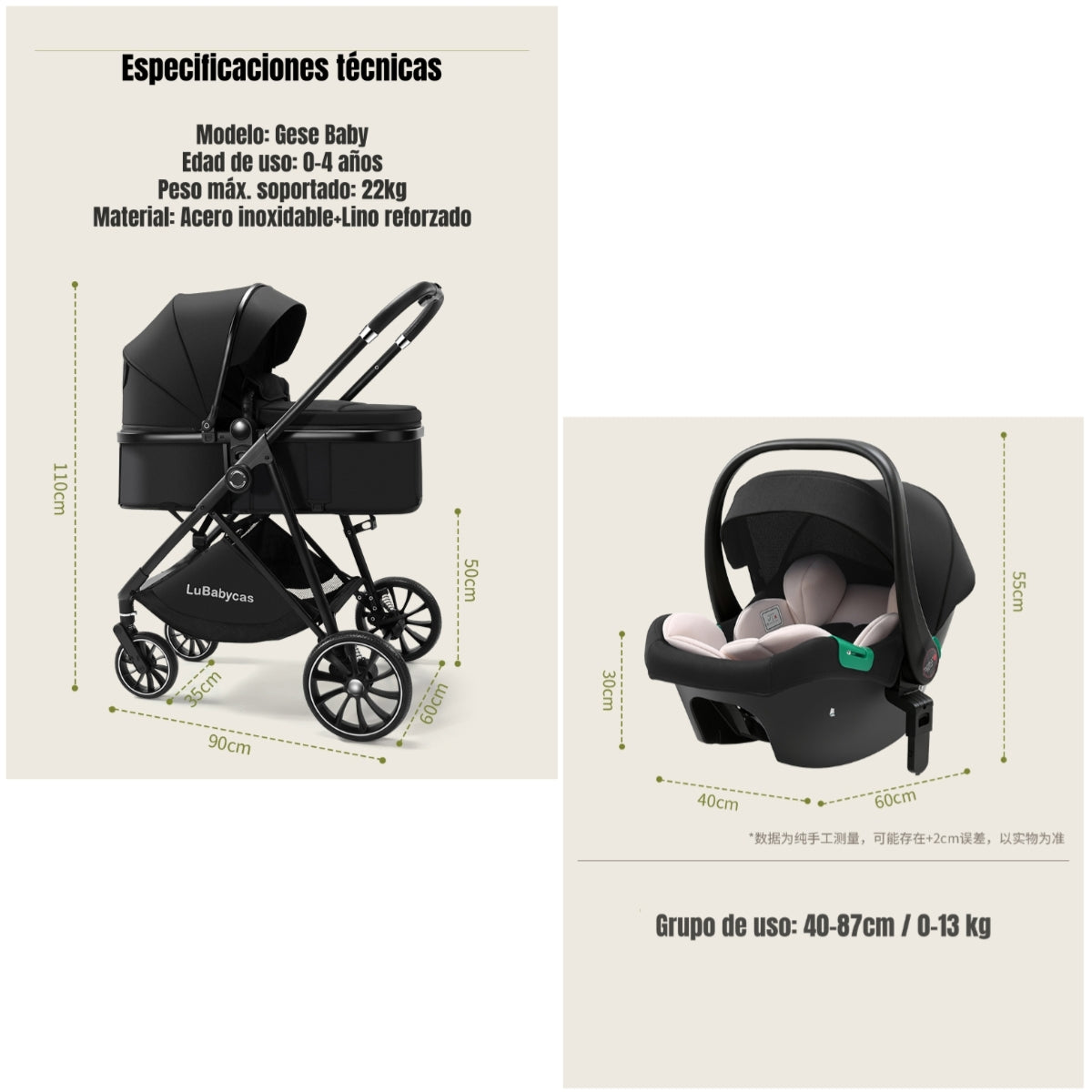 Coche Travel System Toldo 360° Gese Baby