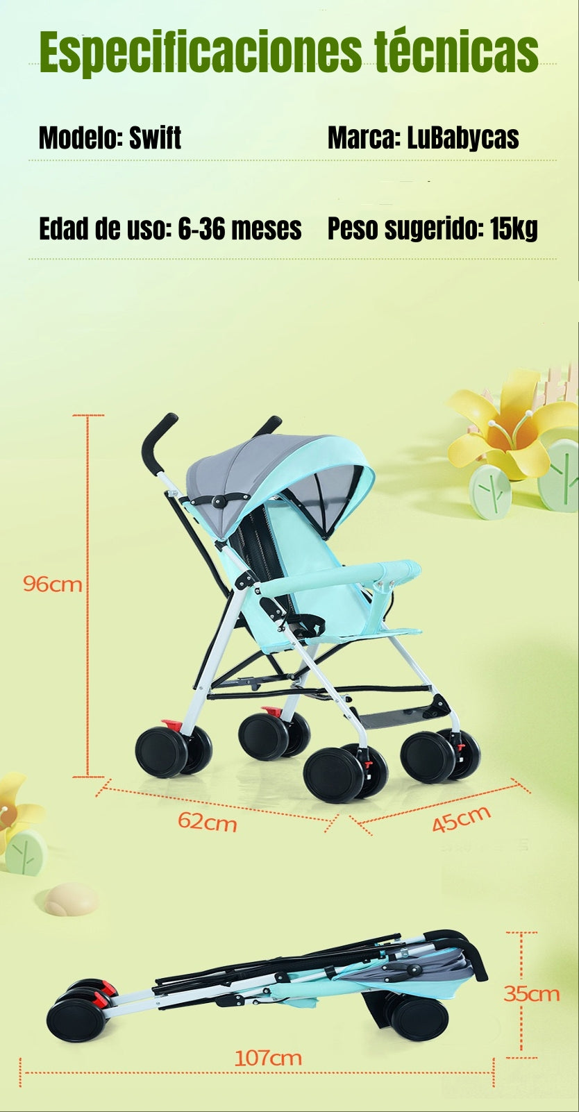 Coche Paragua Con Posa Vaso Swift LuBabycas