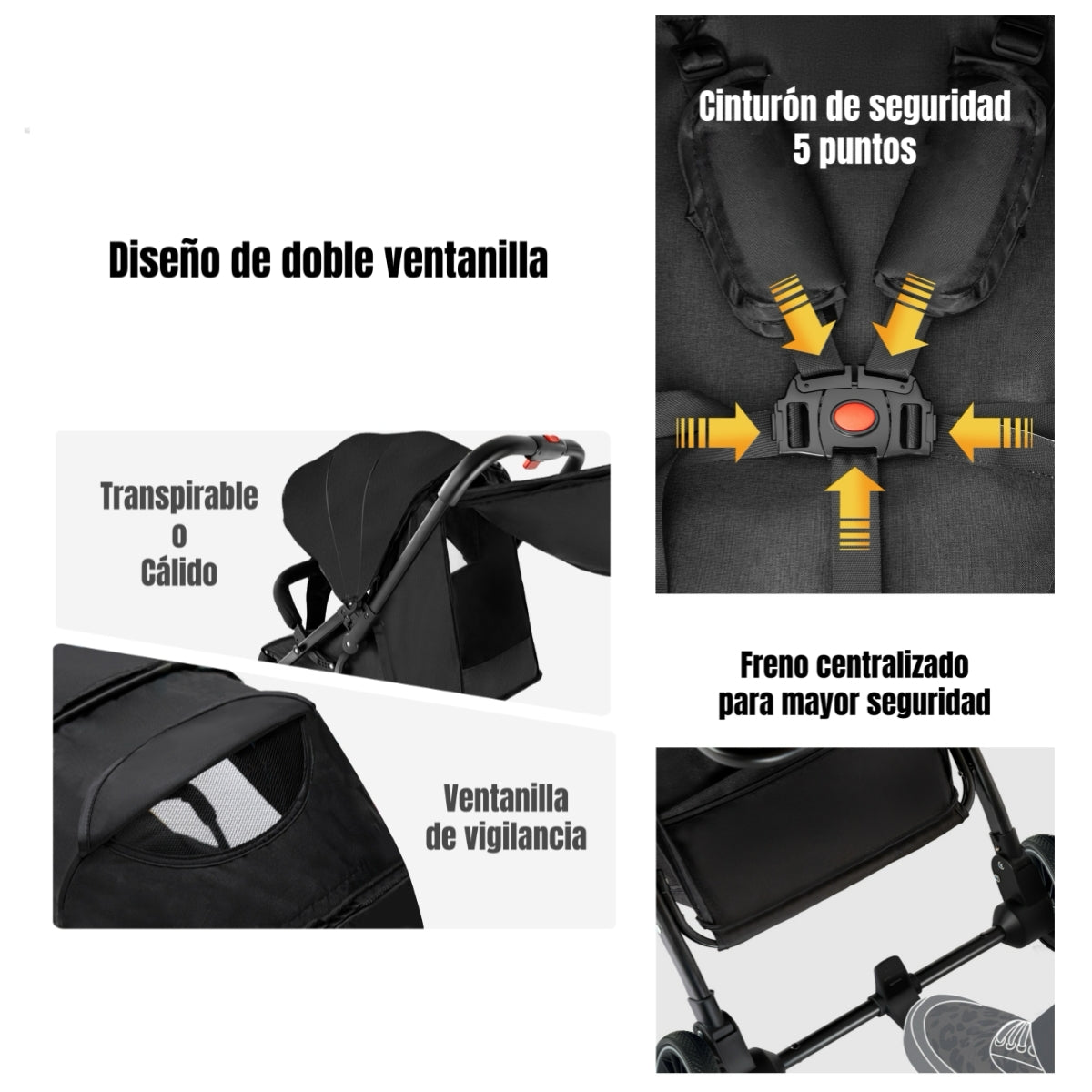 Coche De Paseo Maleta Compacto 0-3 Años Tour Negro LuBabycas