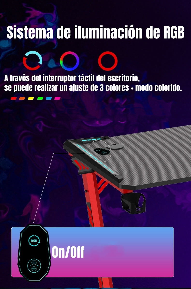 Escritorio Gamer Con Luces 140x60x73cm Negro LuBabycas