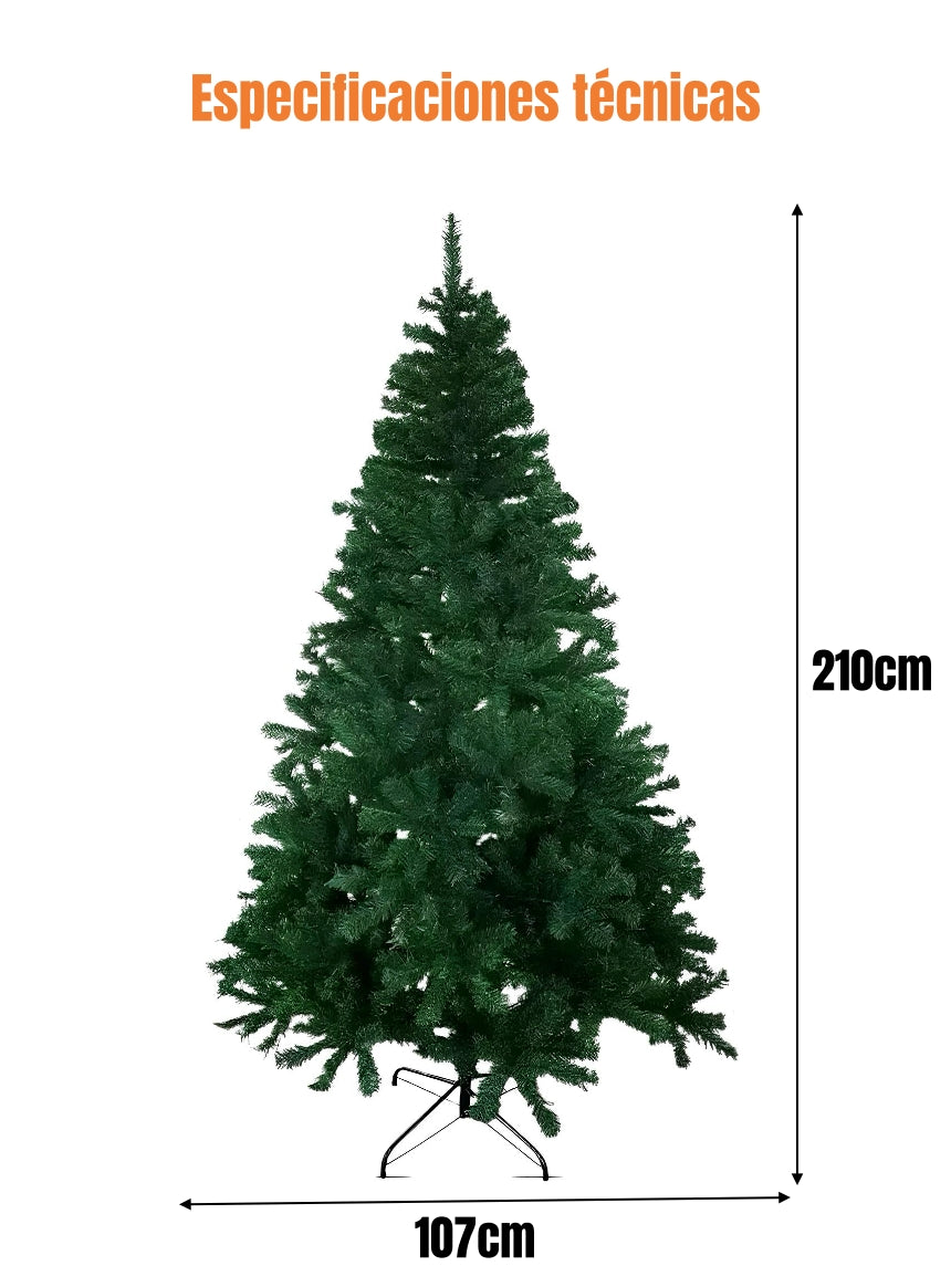 Árbol De Navidad Pino Verde Con Base Metal 210cm LuBabycas
