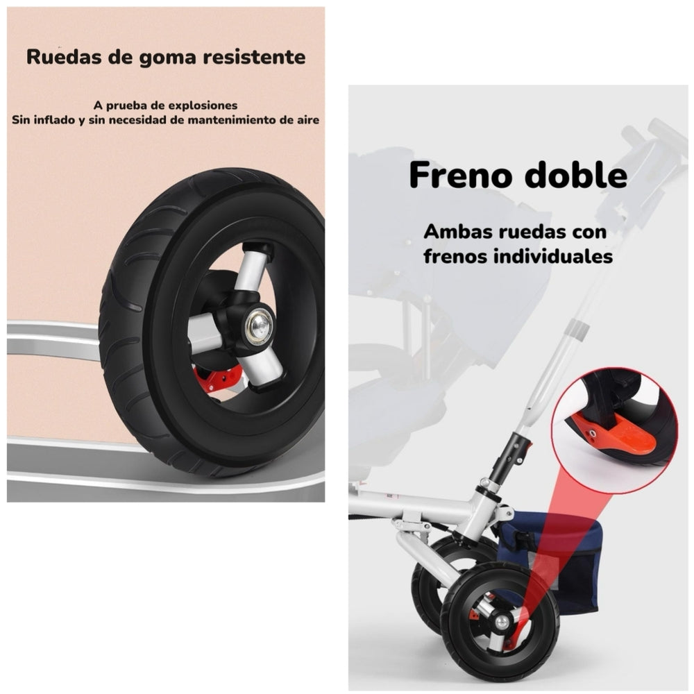 Triciclo Reversible Y Plegable Con Accesorios Azul Lubabycas