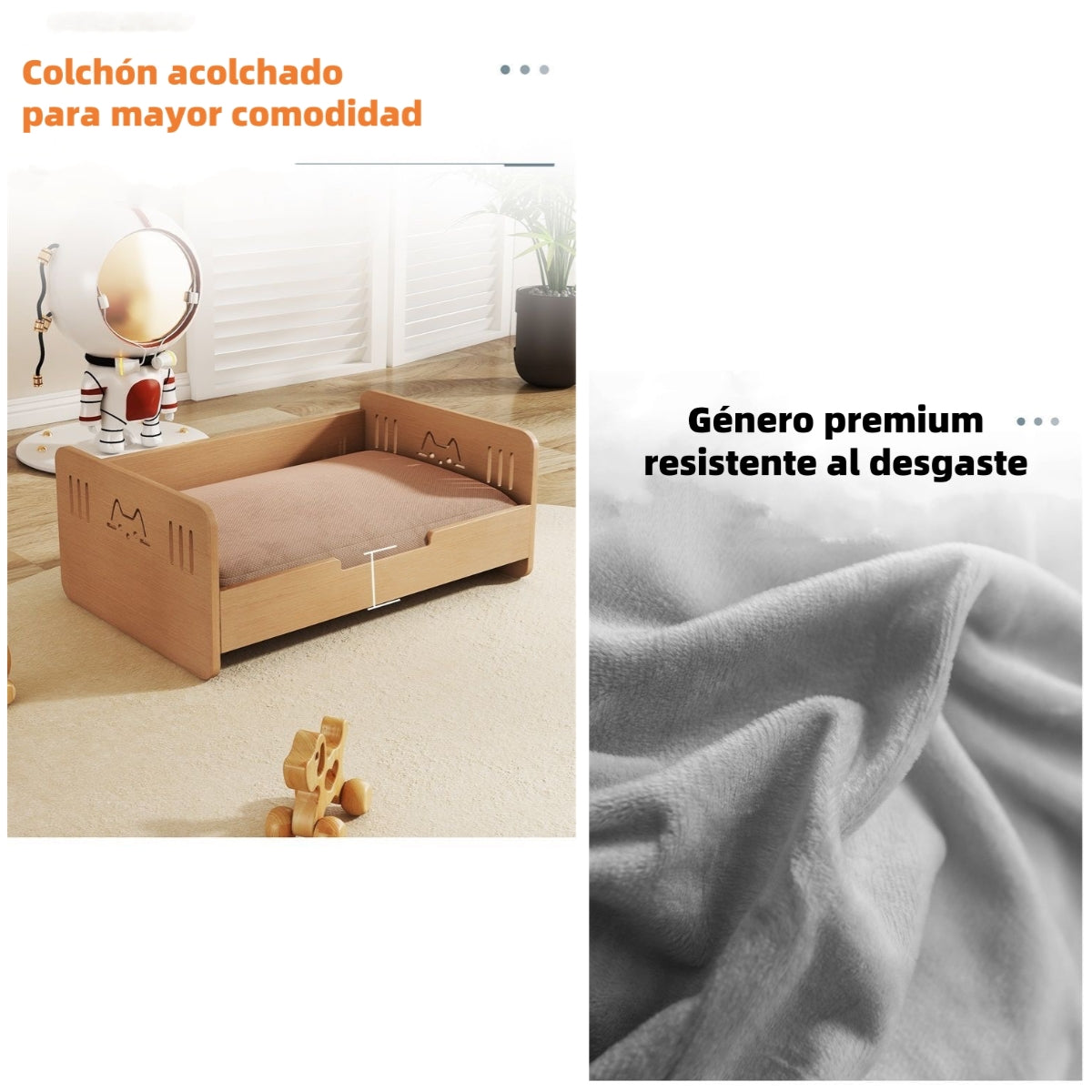 Cama Para Mascotas Madera Con Colchón 50x70cm By LuBabycas