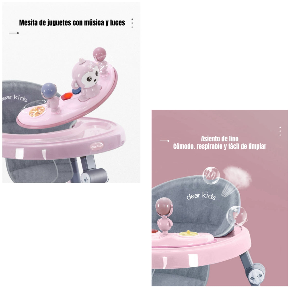 Andador Caminador Plegable Apoya Pies Bora Rosado LuBabycas