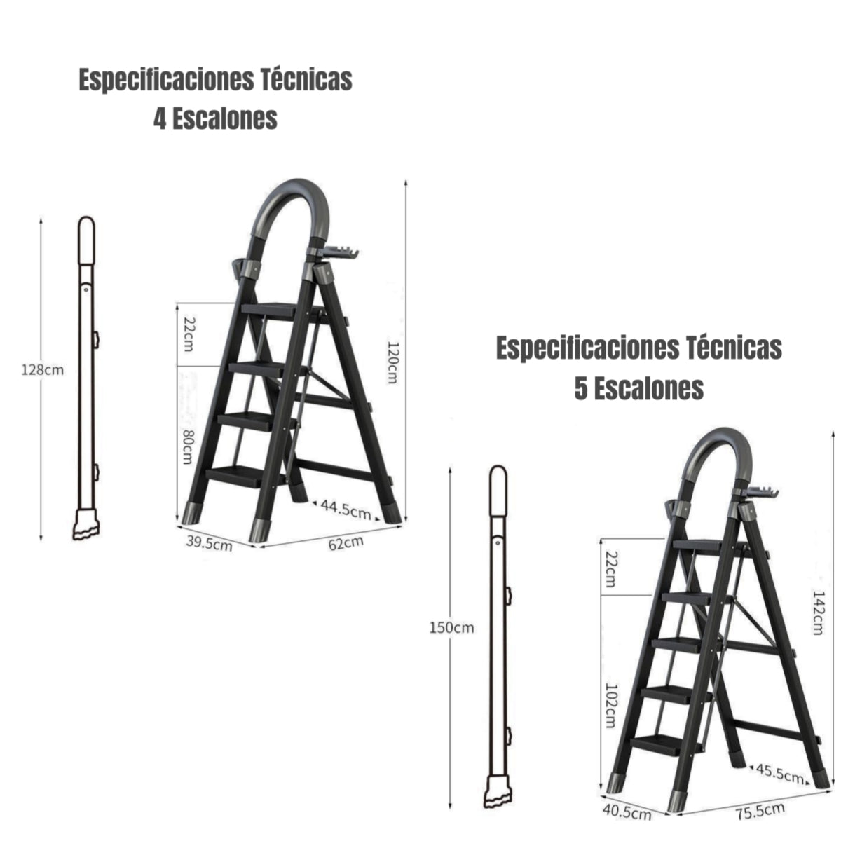 Escalera De Acero Plegable Con 4 Escalones By LuBabycas