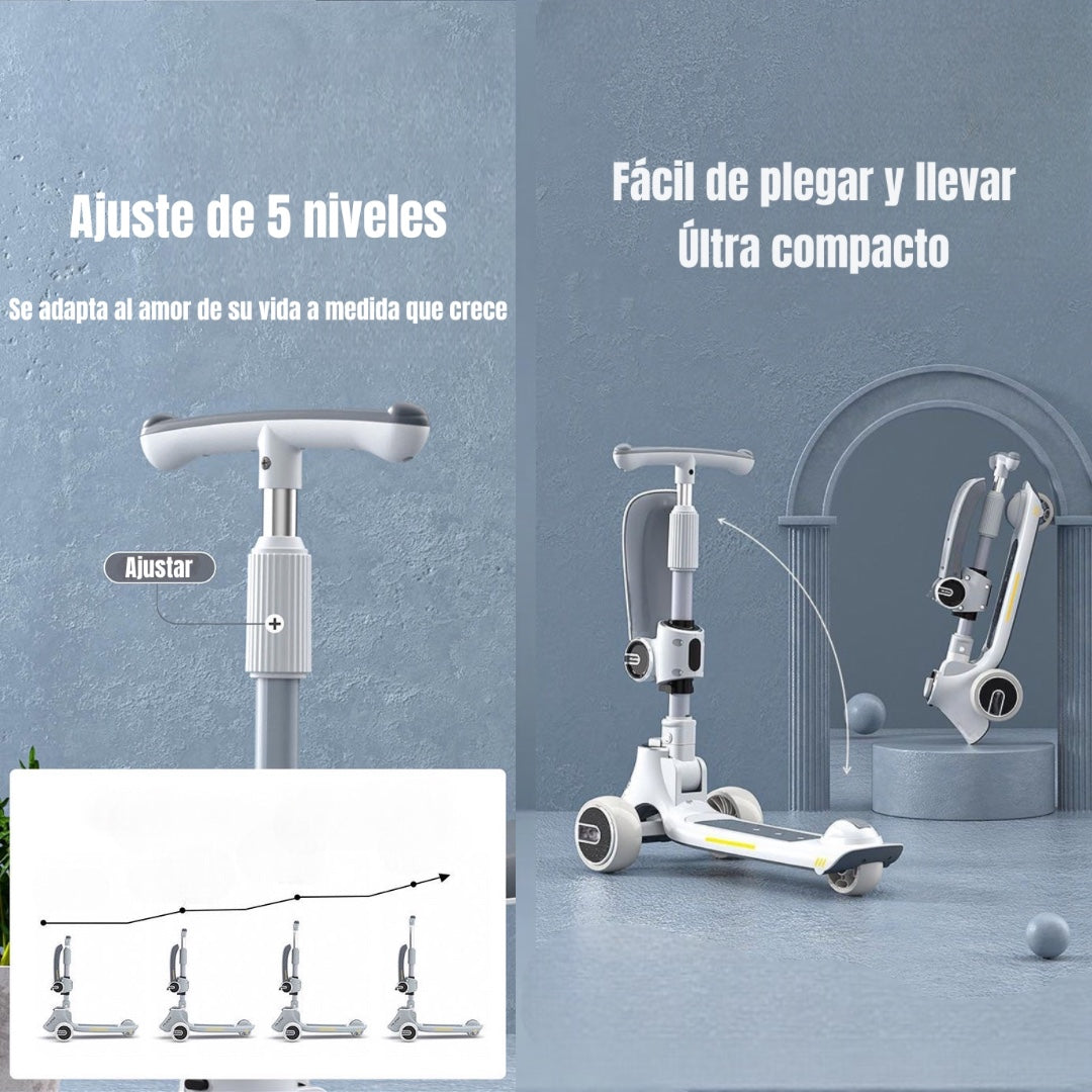 Scooter 3 Ruedas 2 en 1 Últra Resistente LuBabycas Gris