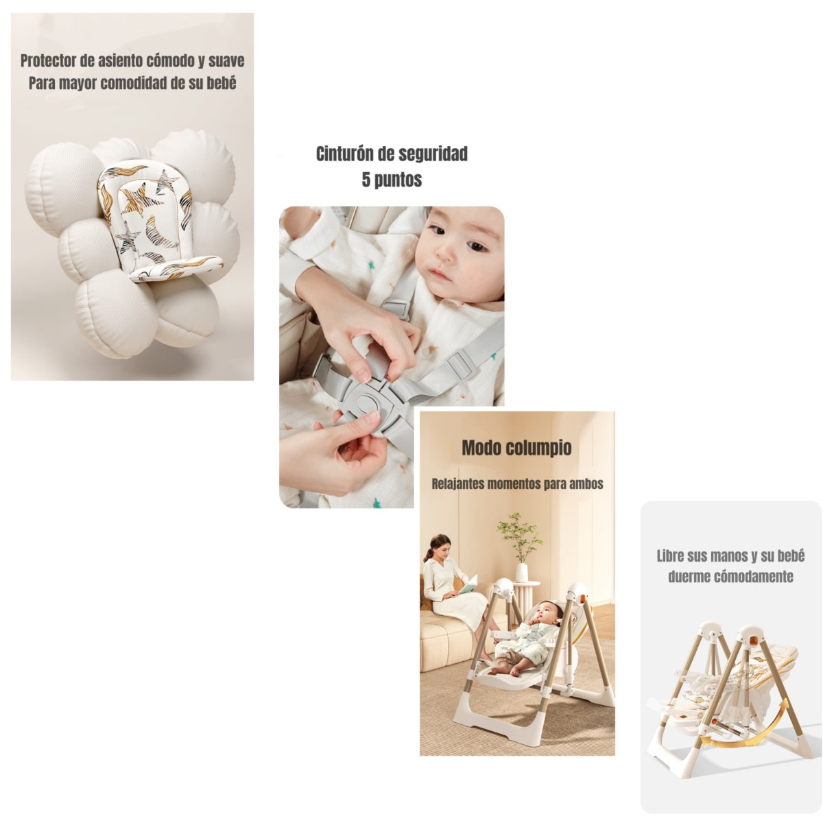 Silla De Comer Columpio 2 En 1 LuBabycas Rosada