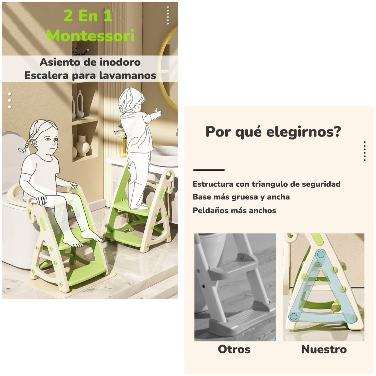 Asiento Adaptador Escalera Inodoro Niños Rosado LuBabycas