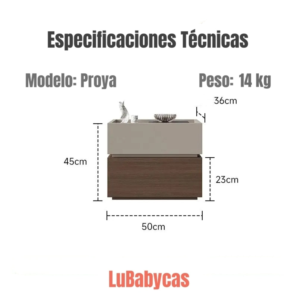 Velador 2 Cajones Flexibles Listo Para Usar Café LuBabycas