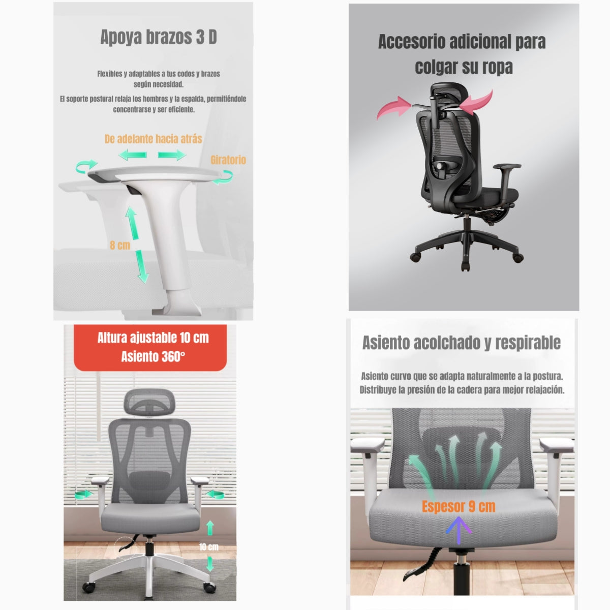 Silla de Escritorio W205 Con Apoya Pies Negra LuBabycas