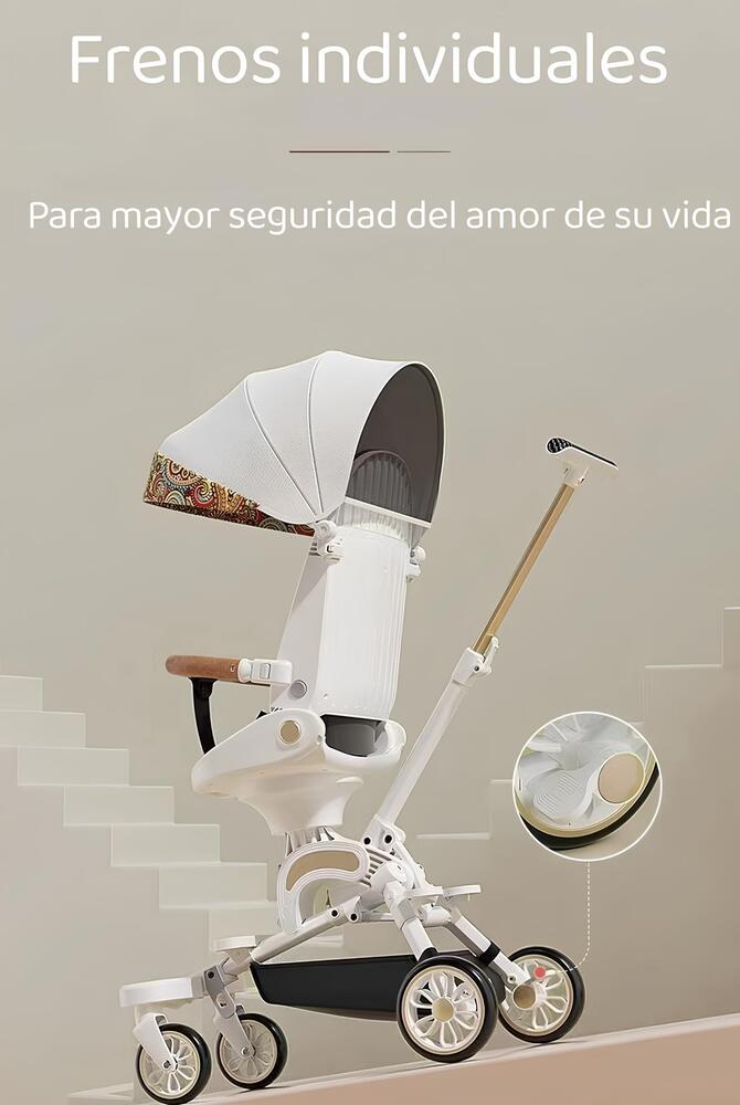 Coche De Paseo 360° 3 En 1 Reclinable Lubabycas Blanco