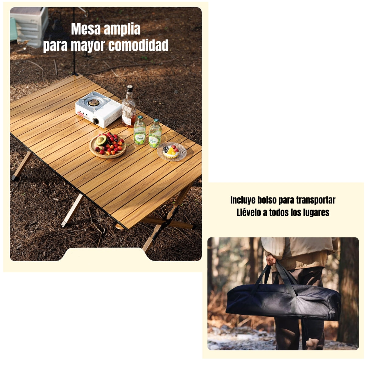 Mesa De Camping Plegable Impermeable 90x61cm Kemi