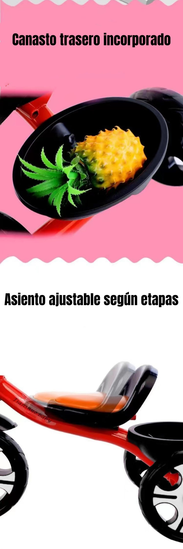Triciclo Infantil Con Canastos 5 Años Unix Rojo LuBabycas