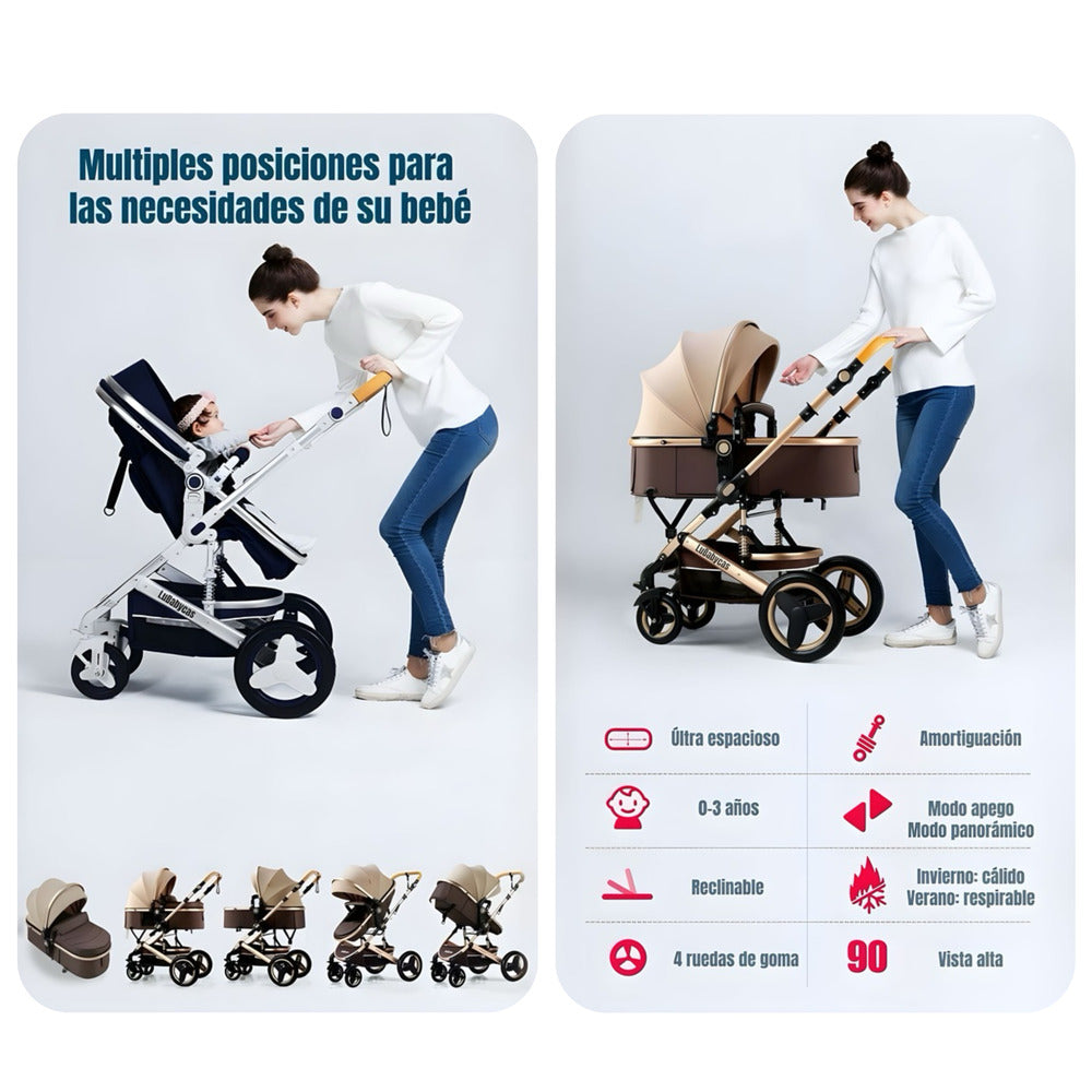 Coche Travel System Con Accesorios Café LuBabycas