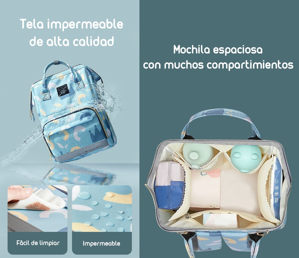 Mochila Maternal Impermeable Con Usb Lubabycas Rosada