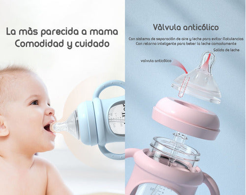 Mamaderas Con Chupetes Y Protector Lubabycas Azul