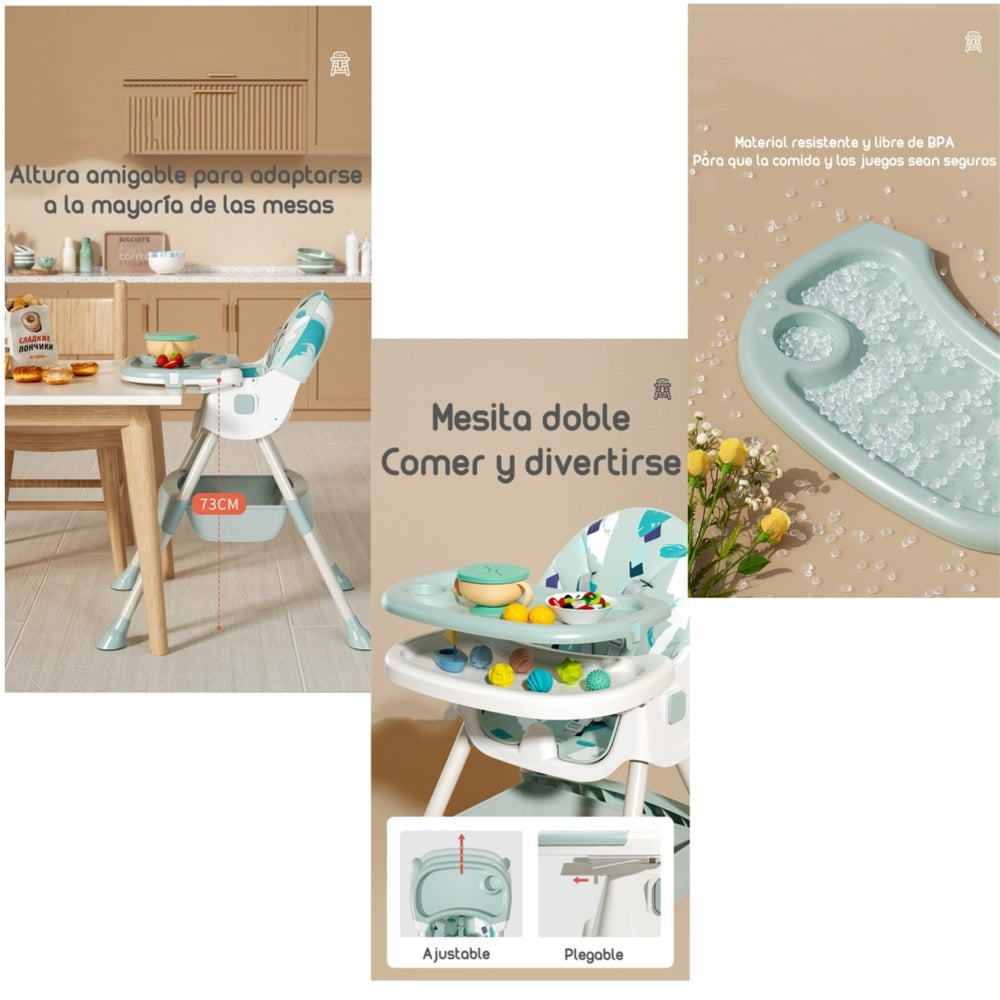 Silla De Comer Mecedora 2 En 1 Con Ruedas Rosada Lubabycas