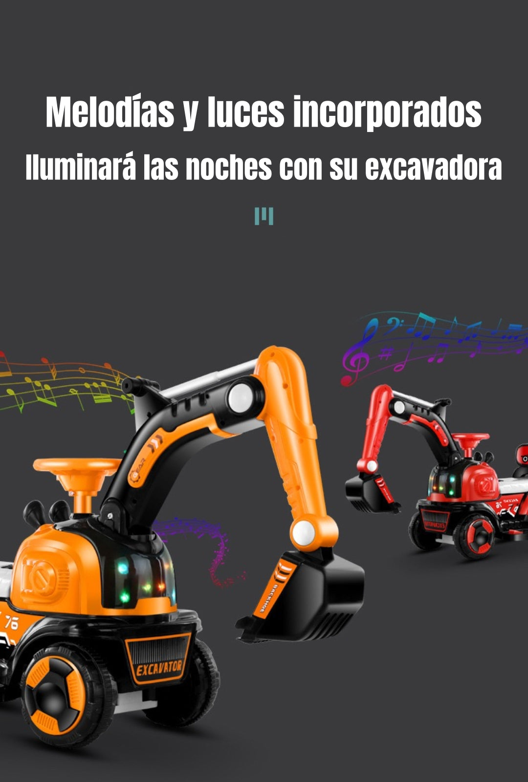 Excavadora Eléctrica Montable Luces Música LuBabycas Azul