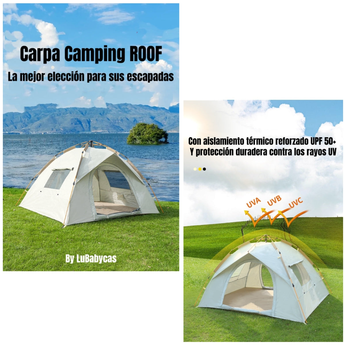 Carpa Camping Automática 6 Personas Con Accesorios Roof Café