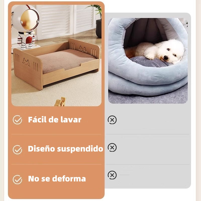 Cama Para Mascotas Madera Con Colchón 40x60cm By LuBabycas