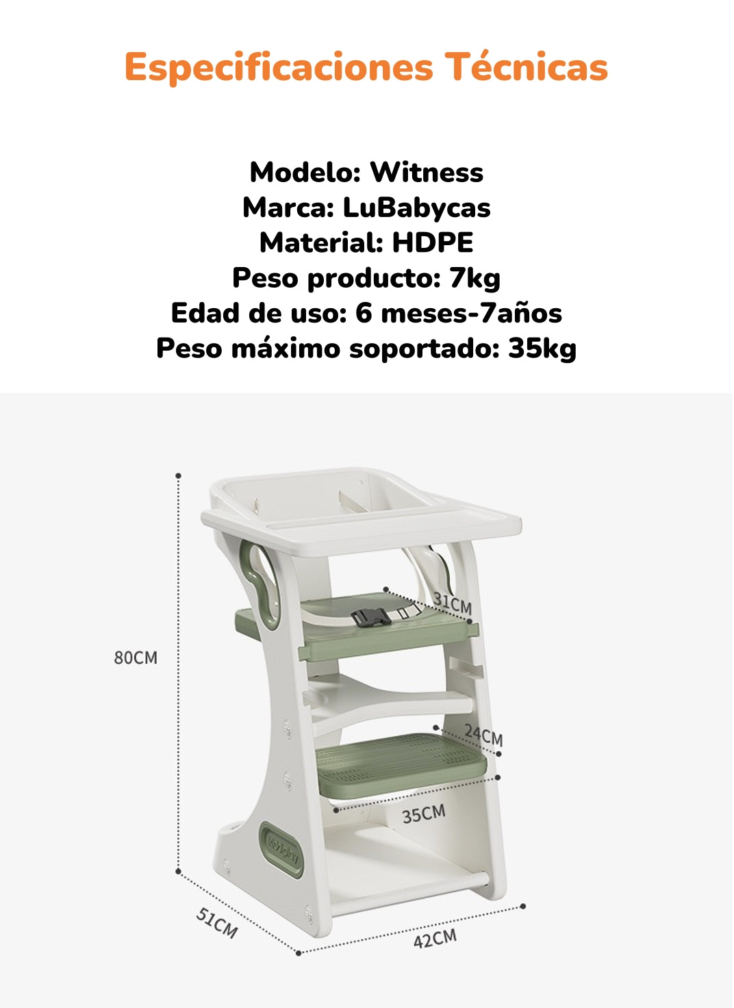 Silla De Comer Multifuncional Witness Verde LuBabycas