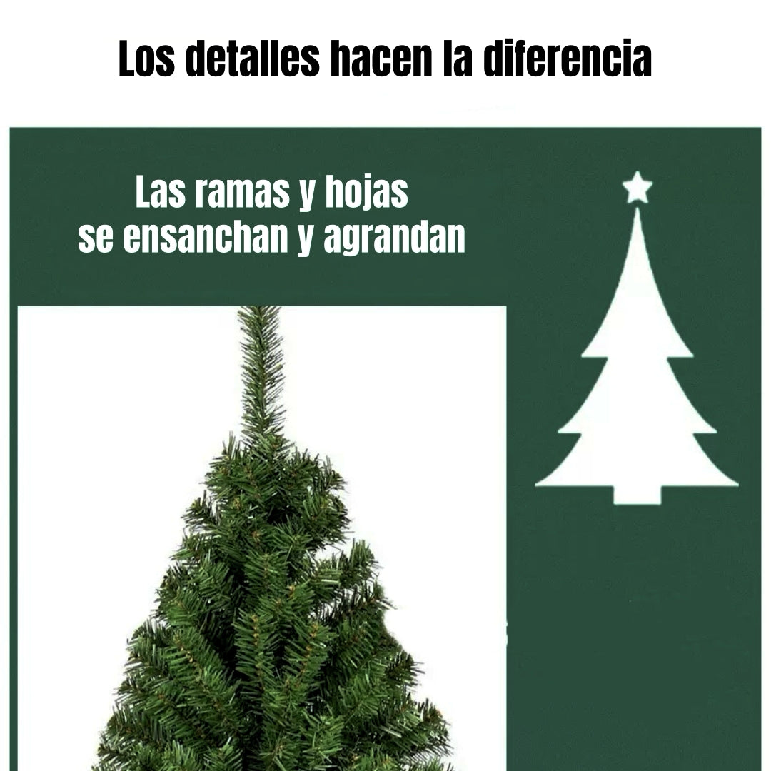 Árbol De Navidad Pino Verde Con Base Metal 180/210/240cm