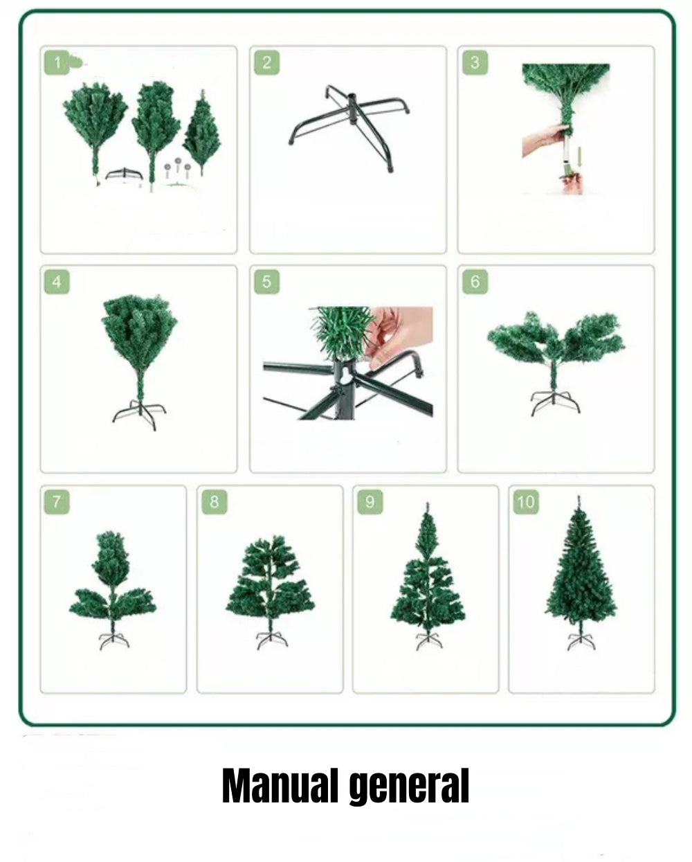 Árbol De Navidad Pino Verde Con Base Metal 180/210/240cm