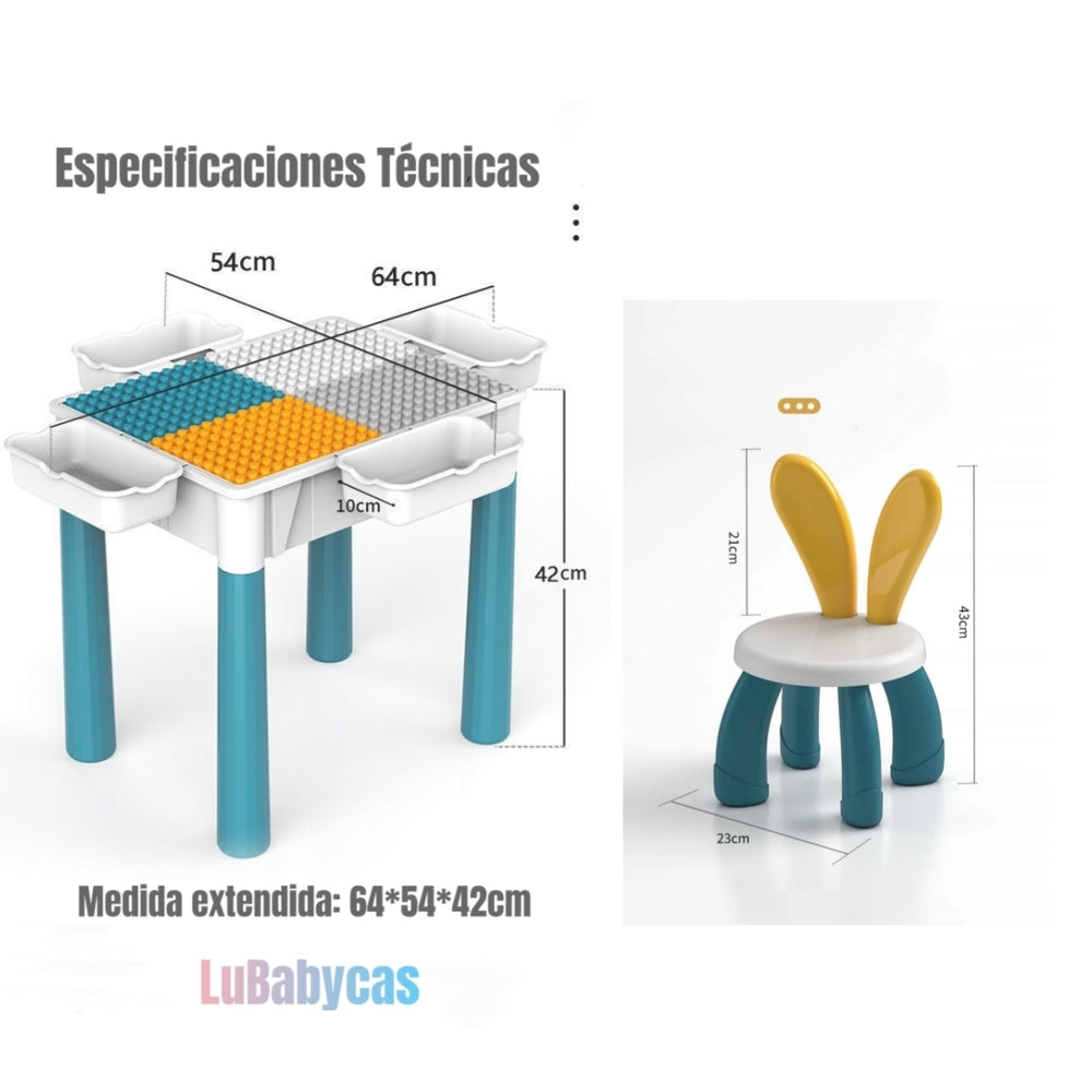 Mesa de Bloques Con 2 Sillas 340 Piezas LuBabycas