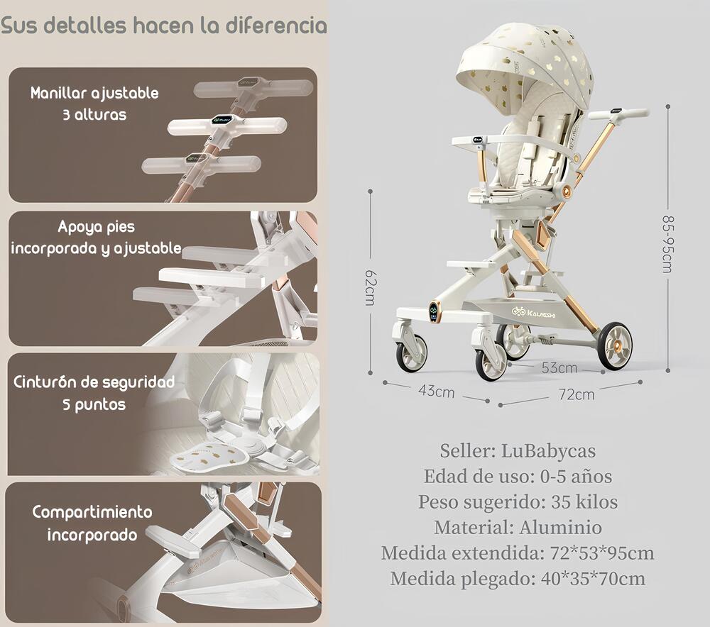 Coche De Paseo 360° Con Mesita Lubabycas Rosado