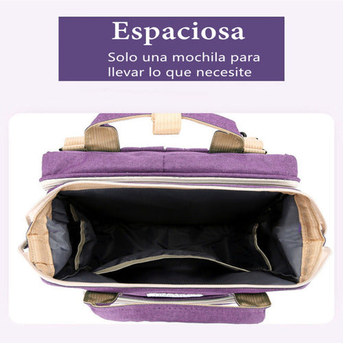 Mochila Maternal 3 En 1 Con Cunita Lubabycas Morada