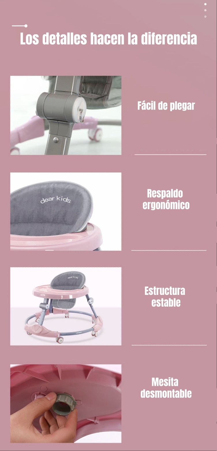Andador Caminador Plegable Apoya Pies Bora Rosado LuBabycas