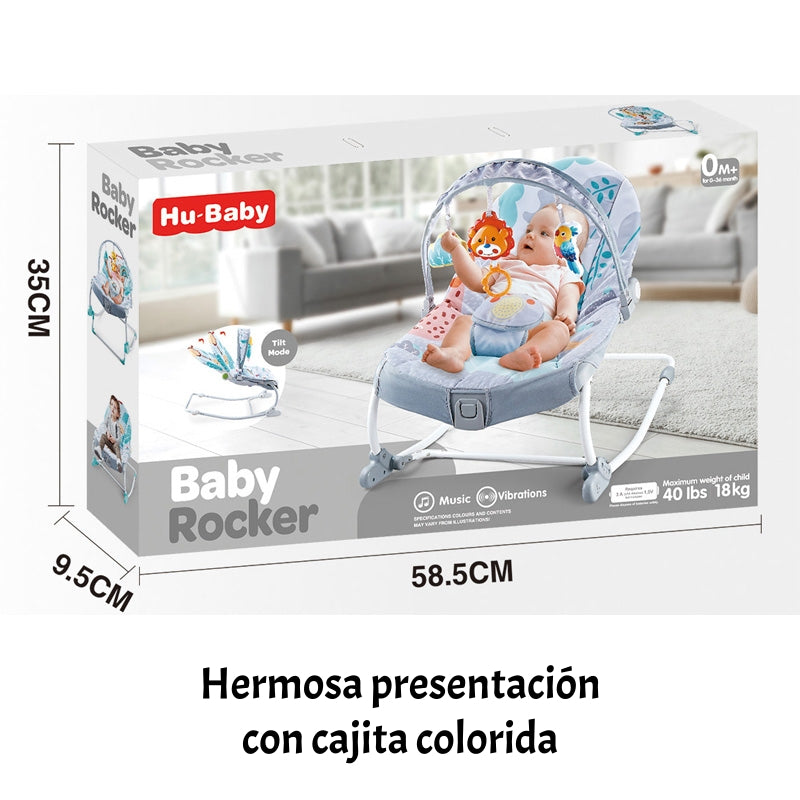 Mecedora Bebé Silla Nido Musical Vibración Azul LuBabycas