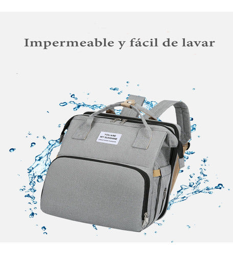 Mochila Maternal 3 En 1 Con Cunita Lubabycas Gris