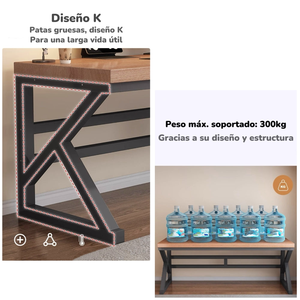 Escritorio De Madera Diseño K Snow 140cm LuBabycas