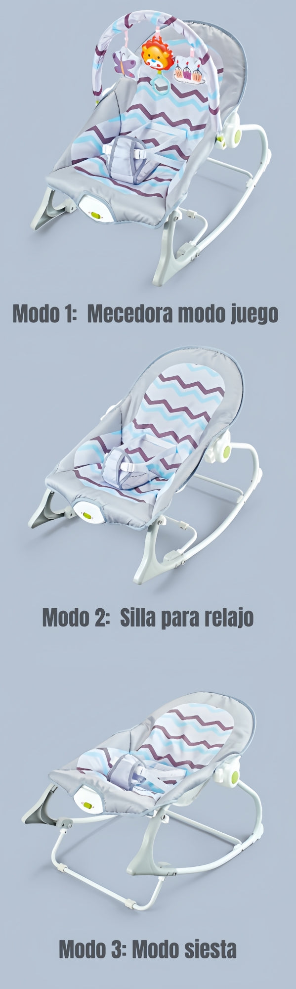 Silla Nido Mecedora Con Vibración y Melodía Azul LuBabycas