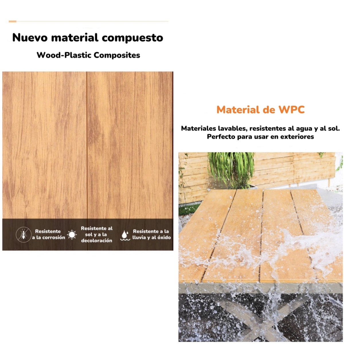 Juego De Comedor Exteriores 220CM Y 8 Sillas Impermeables