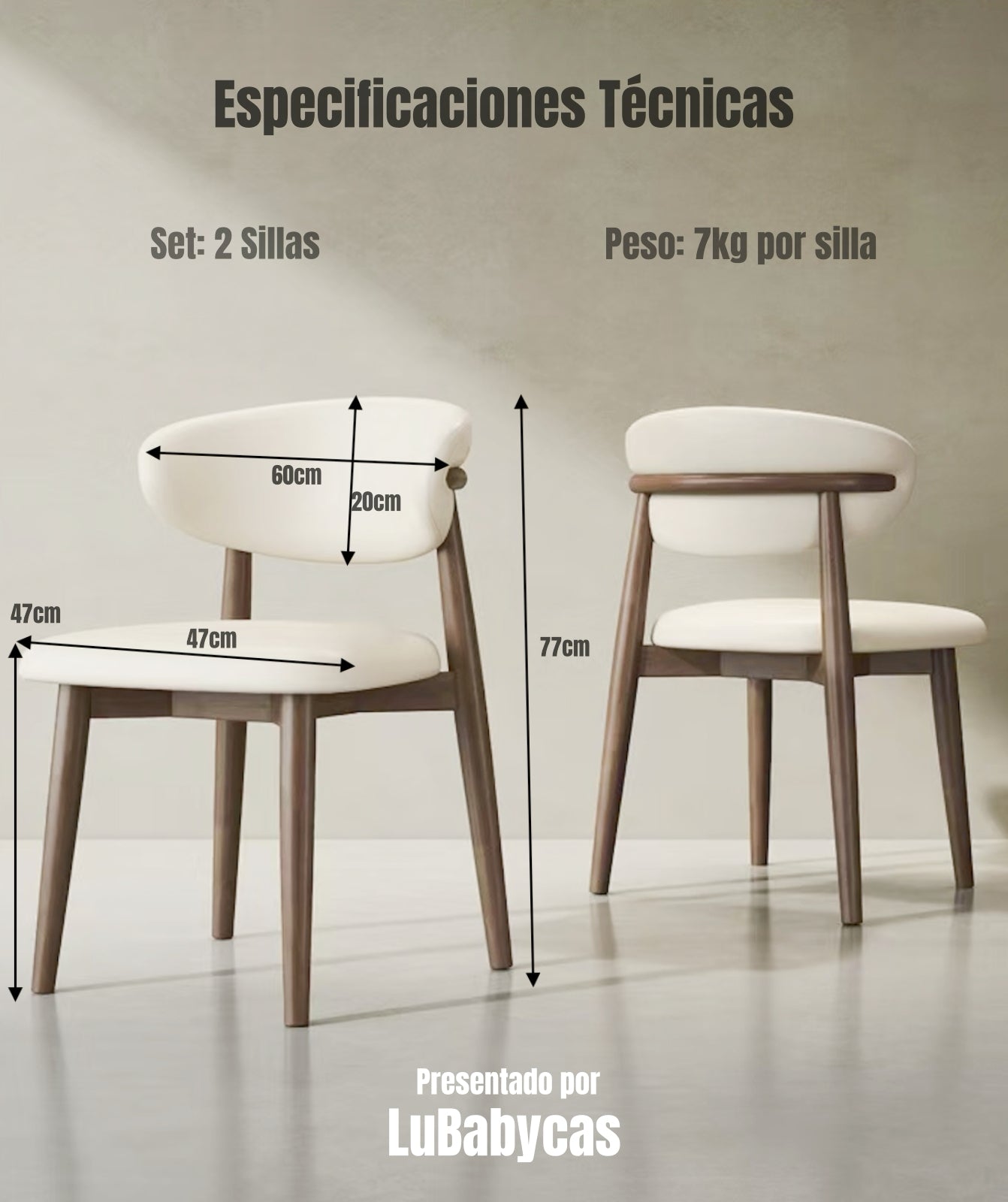 Pack 2 Sillas de Comedor Madera Café Family By LuBabycas