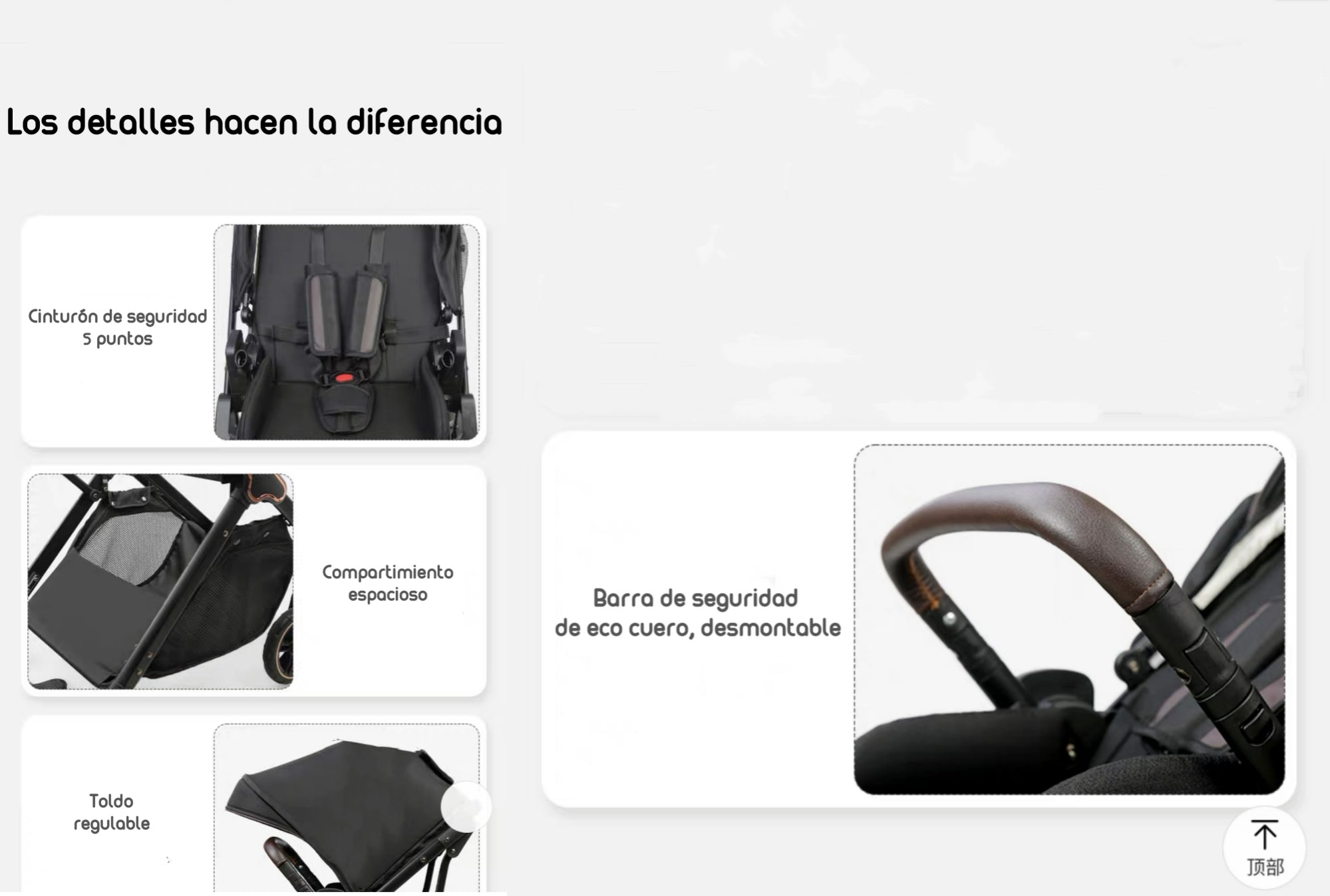 Coche De Paseo Modo Apego Y Panorámico Lubabycas Negro