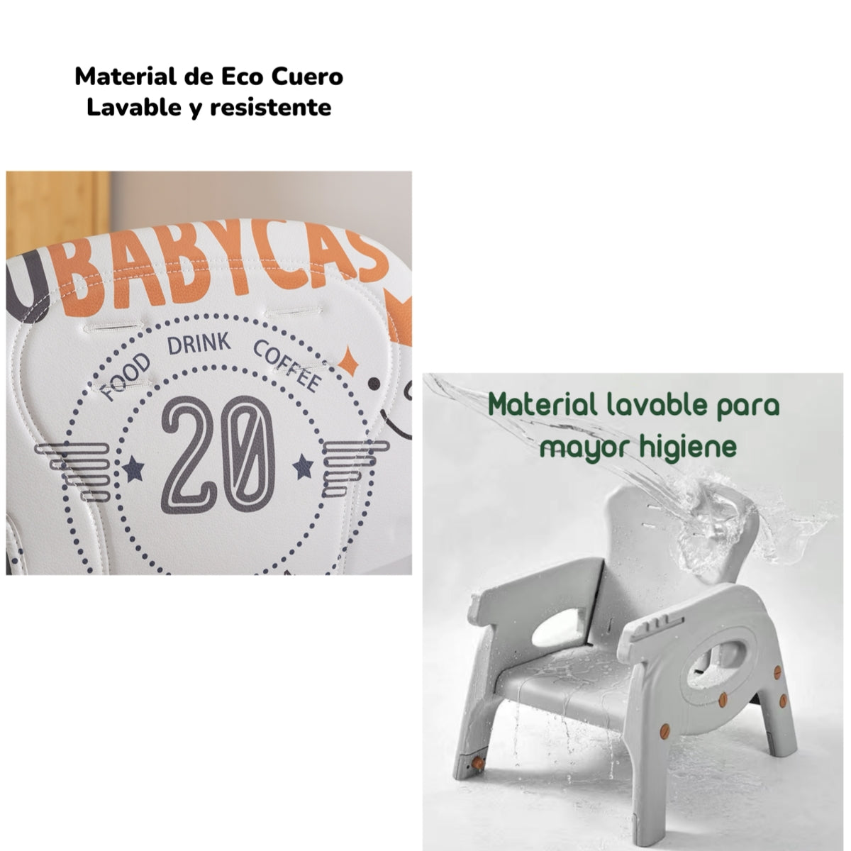 Silla De Comer Multifuncional Con Ruedas Naranja Lubabycas